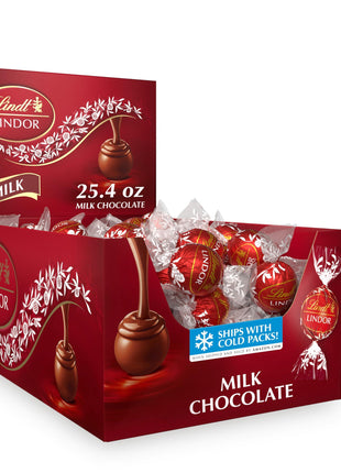 Lindt LINDOR Milk Chocolate Truffles, 60 Count Box, 25.4 Ounce
