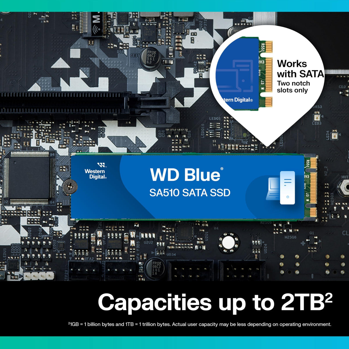 Western Digital 500GB WD Blue SA510 SATA Internal Solid State Drive SSD - SATA III 6 Gb/s, M.2 2280, Up to 560 MB/s - WDS500G3B0B