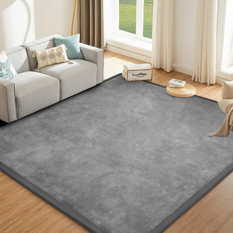 Baby Play Mat for Floor Nursery Rug Muscle Mat Area Rug Playroom Rug 79"x110" Playpen Mat Elastic Foam 1.3" Thick Crawling Mat for Babies,Toddlers, Infants, Kids,Grey