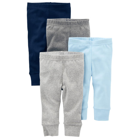 Simple Joys by Carter's Baby Cotton Pants, Pack of 4, Blue/Grey/White, 6-9 Months