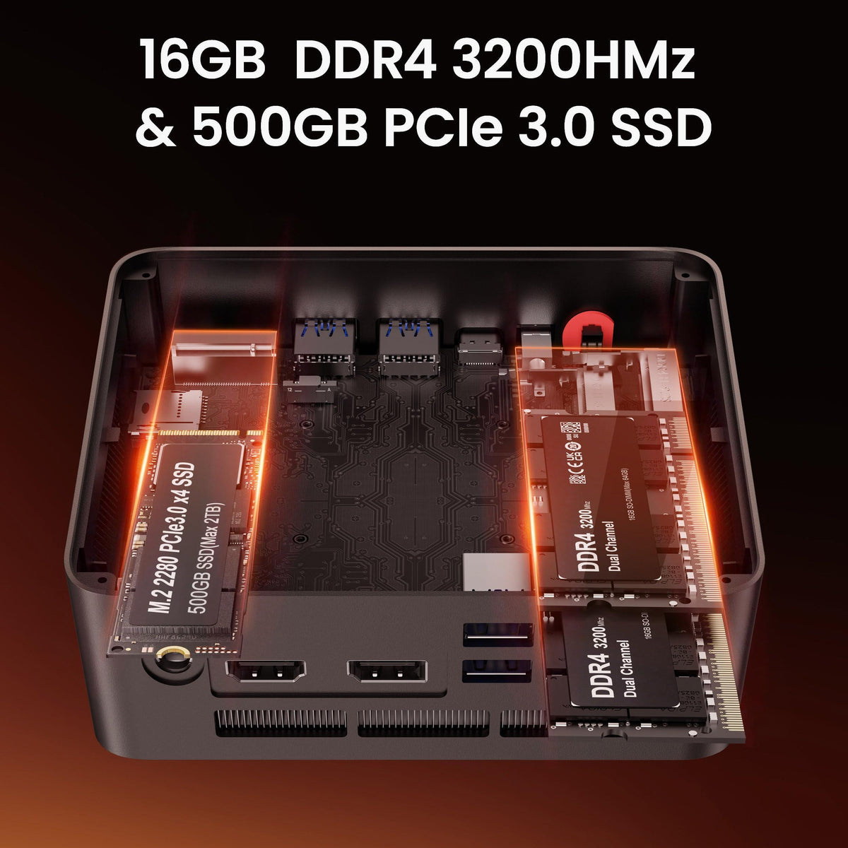 Beelink Mini PC, SER5 Pro 5825U AMD Ryzen 7 (Up to 4.5GHz) 16GB DDR4 500GB PCle 3.0 SSD Mini Desktop Computer, 2.5G LAN, Wifi6/BT5.2,HDMI/DP/Type-c/4K Triple Display Micro PC