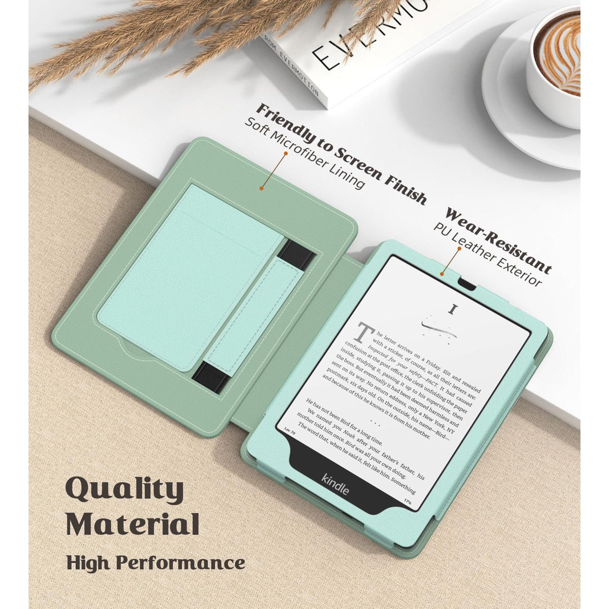 MoKo Case for 7"/6.8" Kindle Paperwhite(12th/11th Generation-2024/2021) and Kindle Paperwhite Signature Edition, Slim PU Shell Cover Case with Auto-Wake/Sleep for Kindle Paperwhite 2024, Agave Green