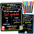 First Day of School Sign Board with Liquid Chalk Markers - 14”x11” Double-Sided & Reusable - My First and Last Day - Back to School Supplies Board for Kindergarten, Preschool