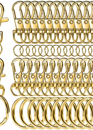 LEOBRO 60 PCS Swivel Snap Hooks and Key Rings, Keychain Clips and Key Chain Rings, Lobster Claw Clasps for Key Chains, Jewelry, Crafts, Gold