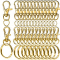 LEOBRO 60 PCS Swivel Snap Hooks and Key Rings, Keychain Clips and Key Chain Rings, Lobster Claw Clasps for Key Chains, Jewelry, Crafts, Gold