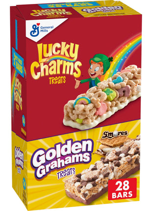 Lucky Charms and Golden Grahams S'mores Cereal Treat Bars, Snack Bars, Variety Pack, 28 Ct, 26.7 oz