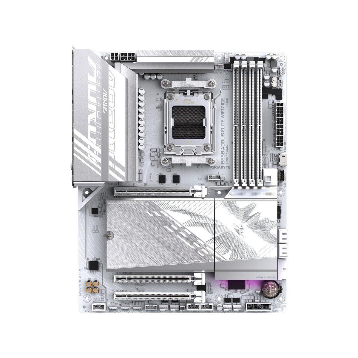GIGABYTE B850 AORUS Elite WIFI7 ICE AMD AM5 LGA 1718 Motherboard, ATX, DDR5, 3X M.2, PCIe 5.0, USB-C, WIFI7, 2.5GbE LAN, EZ-Latch, 5-Year Warranty