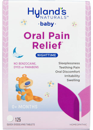 Hyland's Baby Nighttime Oral Pain Relief Tablets - 125-Count, Up to 62 Doses - Baby and Toddler Soothing Tablets with Chamomile for Discomfort, Irritability & Swelling