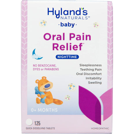 Hyland's Baby Nighttime Oral Pain Relief Tablets - 125-Count, Up to 62 Doses - Baby and Toddler Soothing Tablets with Chamomile for Discomfort, Irritability & Swelling