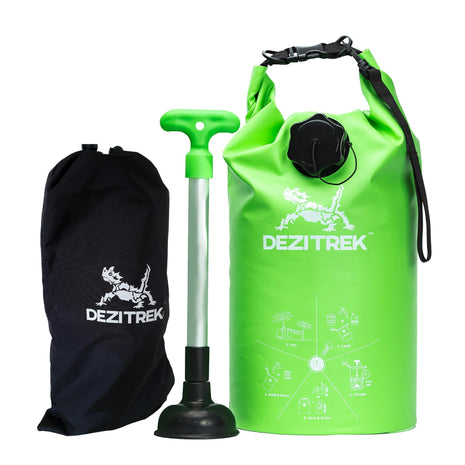 All in One Hand Wash Bag and Plunger Set - Off Grid Washing Machine Non Electric for Camping Travel | Eco Friendly Portable Manual Clothes Washer Laundry Bag for RV's (Medium)