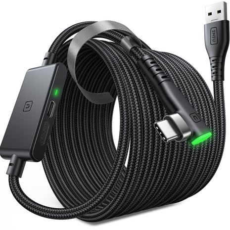 INIU 16ft VR Link Cable with Separate Charging Port, USB 3.0 to USB C Cable | USB 3.0 High Speed & Charging, Compatible for Virtual Reality Headset, Meta Quest 3S, Quest Pro, Pico 4, Steam VR, Gaming PC