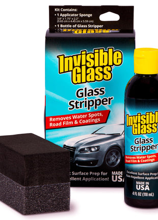 Invisible Glass 91411 Glass Stripper Water Spot Remover Kit – Cerium Oxide Based Auto Glass Polish for Windshields, Hard Water Spots, Road Films & Old Coatings – 4 Fl Oz