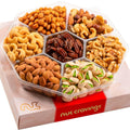 NUT CRAVINGS - Mixed Nuts Gift Basket in Red Gold Box (7 Assortments, 1 LB) Food Arrangement, Healthy Snack Care Package, Food Assortments