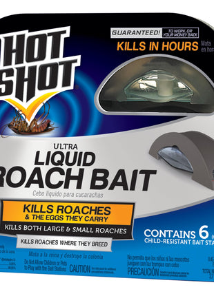 Hot Shot Ultra Liquid Roach Bait 6 Count, Kills In Hours, 1 Pack
