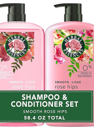 Herbal Essences Shampoo & Conditioner Set, Smooth Collection, Paraben-Free, Color-Safe, with Rose Hips & Vitamin E, 29.2 Fl Oz Each, 2-Pack