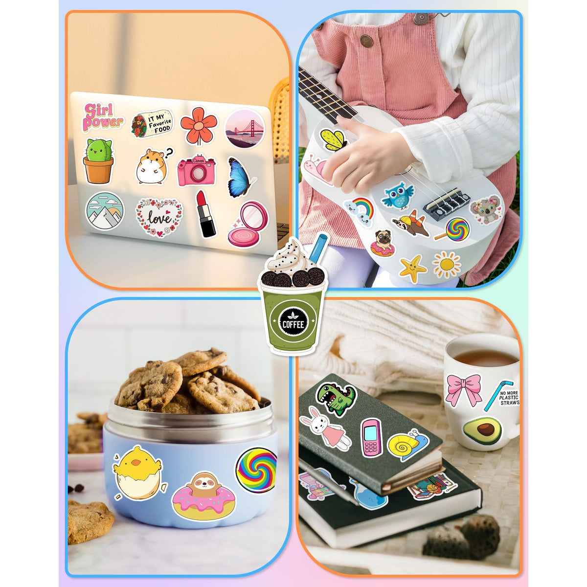 300 Pcs Stickers for Kids, Cute Water Bottle Vinyl Waterproof Laptop Stickers for Students Gifts School Supplies Classroom Teacher Prizes Sticker Pack for Kids Girls Teens