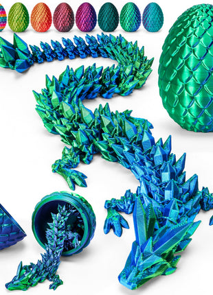 TBOLINE 12" 3D Printed Dragon Egg, Cool 3D Printer Articulated Crystal Dragon Toys for Kids, Surprise Animals Figurines Fidget Dinosaur Eggs Toys for Boys Kids Teen 5-7 4-6 8-12