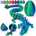 3D Printed Dragon Easter Egg - Basket Essentials Stuffers, Prefilled Easter Egg Filled with Toy, Articulated Crystal Dragon Fidget Toy for Kid (Laser Green-12inch)