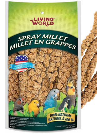 Living World - Millet Spray for Birds, 3.5 Oz 芒聙聯 Premium Treat for Budgies, Canaries, Finches, Cockatiels and Other Pet Birds