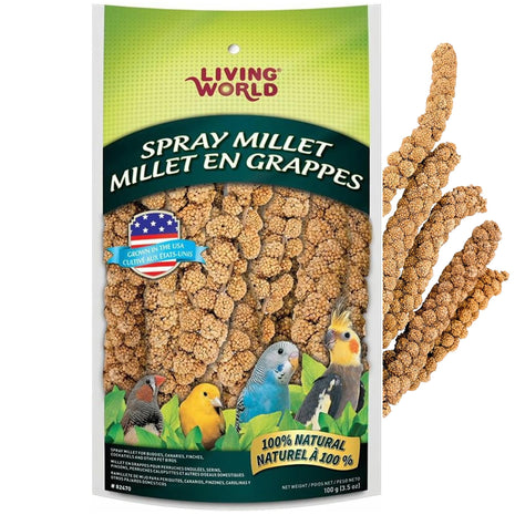 Living World - Millet Spray for Birds, 3.5 Oz 芒聙聯 Premium Treat for Budgies, Canaries, Finches, Cockatiels and Other Pet Birds