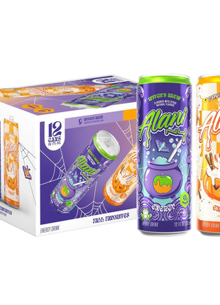 Alani Nu VARIETY PACK - WITCH'S BREW & PUMPKIN CREAM Sugar Free, Low Calorie Energy Drinks, 200mg Caffeine, Antioxidants, Biotin B Vitamins, Zero Sugar, 15 Calories or Less, 12 Fl Oz Cans (12 Pack)