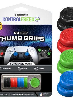 KontrolFreek No-Slip Thumb Grips | Universal Edition for Nintendo Switch Pro, PlayStation 4 (PS4), PlayStation 5 (PS5), Xbox One & Xbox Series X Controller | 8-Pack | Blue/Green/Red/Black