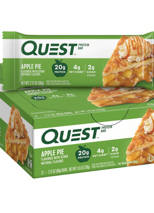 Quest Nutrition Apple Pie Protein Bar, 20g Protein, 4g Net Carbs, 2g Sugar, Gluten Free, Keto Friendly, 12 Count