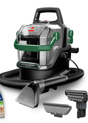 BISSELL Little Green Pet Pro Portable Carpet Cleaner, 3909 | Includes crevice tool, pet hair removal & self-cleaning tough stain tool; car/auto detailing capability