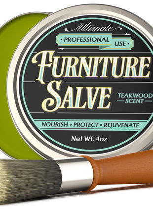 Furniture Salve for Leather - Polisher, Moisturizer, and Restorer for Couches and Furniture - Conditioner for Leather, Wood, and Vinyl - Repair Salve with Brush - 4oz