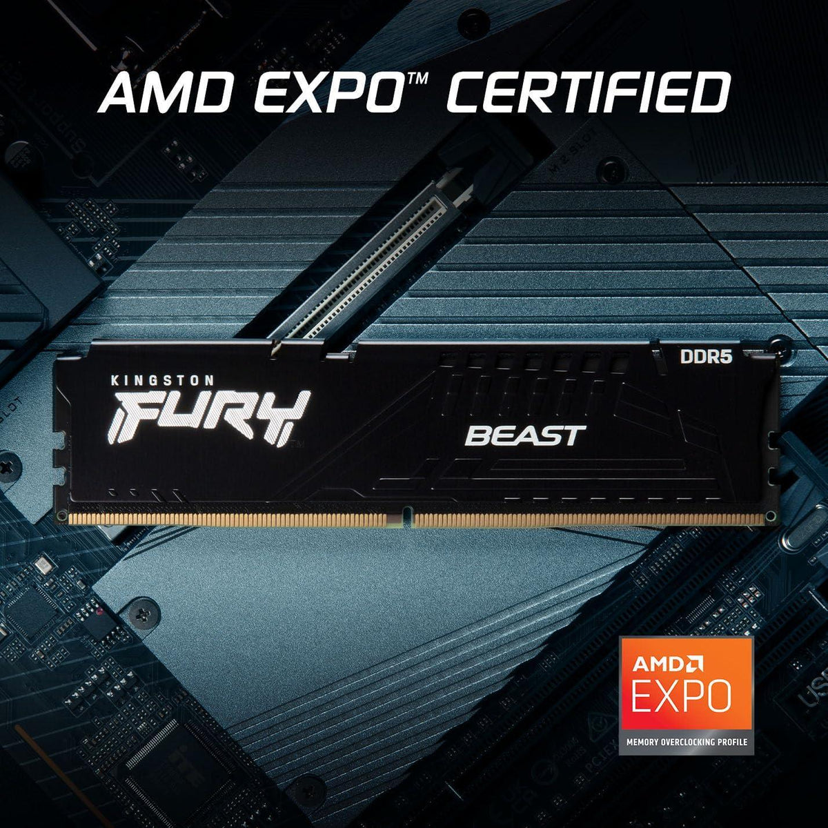 Kingston Fury Beast Black 64GB (2x32GB) 6000MT/s DDR5 CL30 Desktop Memory | AMD Expo | Kit of 2 | KF560C30BBEK2-64