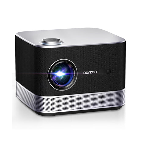 3-in-1 Outdoor Projector 4K Supported, AURZEN BOOM 3 Smart Projector with WiFi and Bluetooth, 3D DoIby Audio & 36W Speakers, Auto Focus & Keystone, Built in NetfIix App 500 ANSI Home proyector, Gold