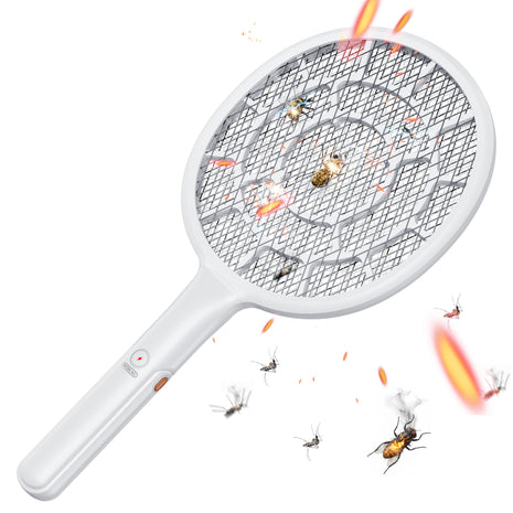 Electric Fly Swatter, Bug Zapper, Mosquito Zapper Racket | Gold Zone Voltage, Densest 3 mm Mesh, Apple-Like Weight - AA Battery Powered (not incl.) - Indoor & Outdoor Use with Pro Swat Tips