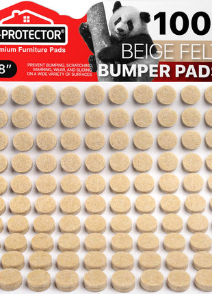 Cabinet Door Bumpers X-Protector 100 PCS – Small Felt Pads 3/8" (Beige) | Ideal Felt Bumpers – Self-Adhesive Thick Felt Dots – Bumper Pads to Protect Glass & Other Surfaces!