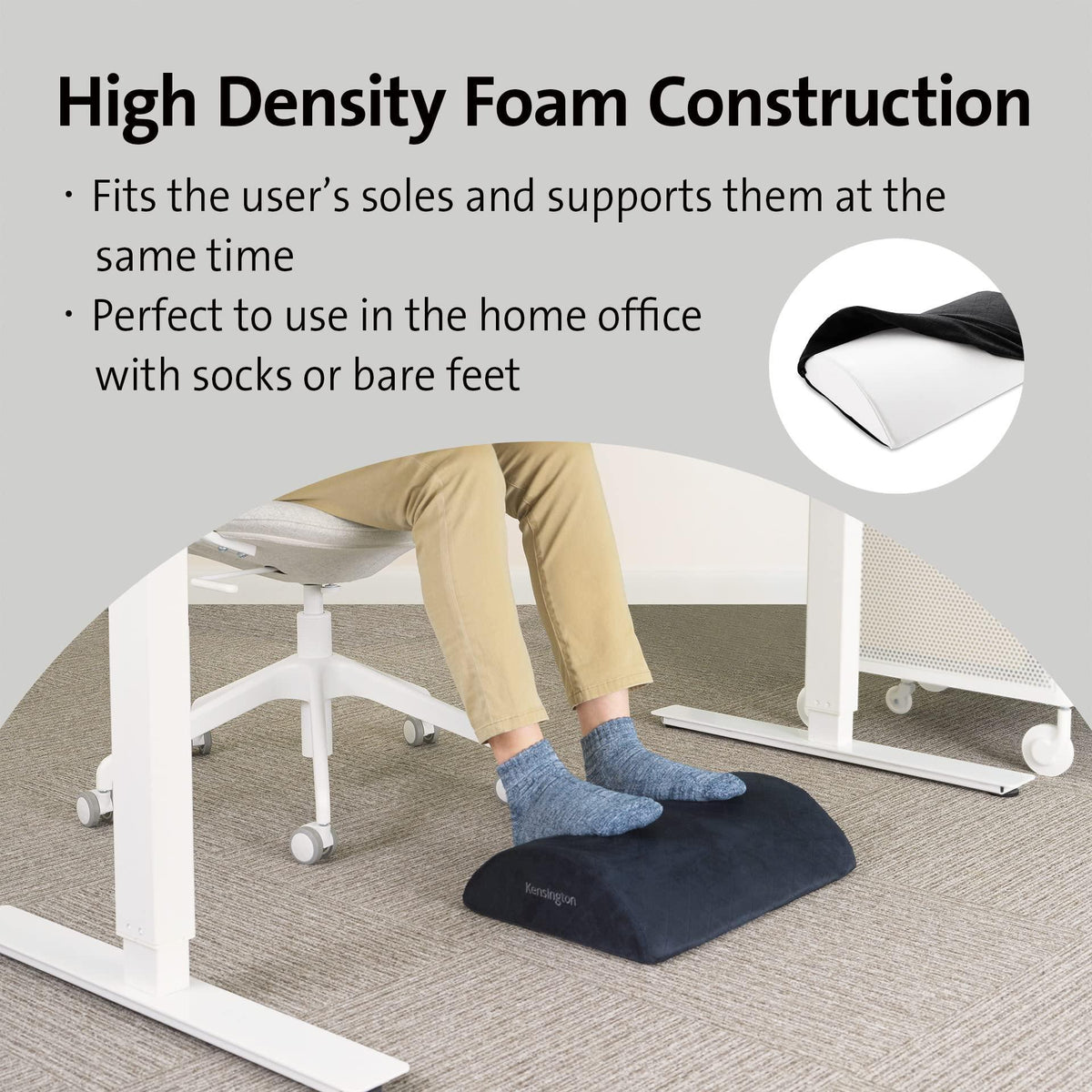 Kensington Premium Comfort Soft Footrest for Under Desk, Ultra Soft High Density Foam with Non-Skid Base (K56100WW)