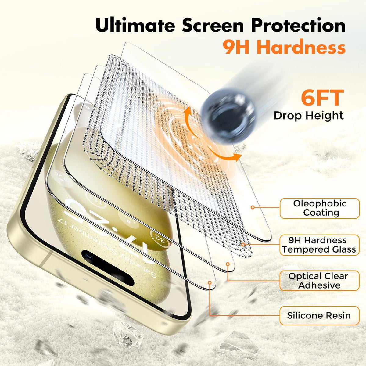 UNBREAKcable 2-Pack Screen Protector for iPhone 16, Double Shatterproof Tempered Glass [Easy Installation Frame] [9H Hardness] [99.99% HD Clear] [Case Friendly] for iPhone 6.1 inch