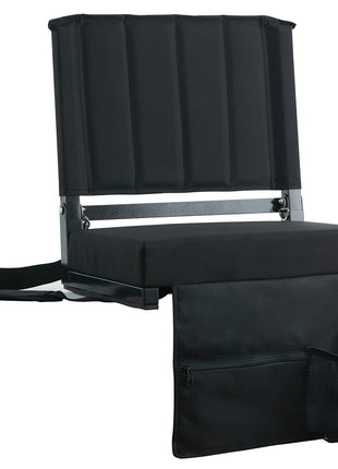 SPORT BEATS Stadium Seats with Back Support Bleacher Chairs with Back and Cushion Thick Padded Bleacher Seats Includes Shoulder Strap Black 1pc Regular - 17 inch W x 12 inch D x 16.5 inch H