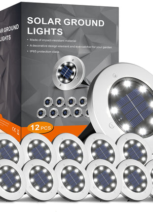 INCX 4.6 inch Solar Lights Outdoor Waterproof,12 Pack Solar Lights for Outside, Solar Garden Lights Landscape Lighting for Patio Pathway Lawn Yard Deck Driveway Walkway, Cold White