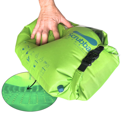 Scrubba Wash Bag Patented Washboard-in-a-BagTM 5 oz Travel Clothes Washer | Pack Light, Wash Anywhere Fast, Internal Washboard, Machine-Quality Wash, Portable, No Electricity, Camping, RV, Cruises