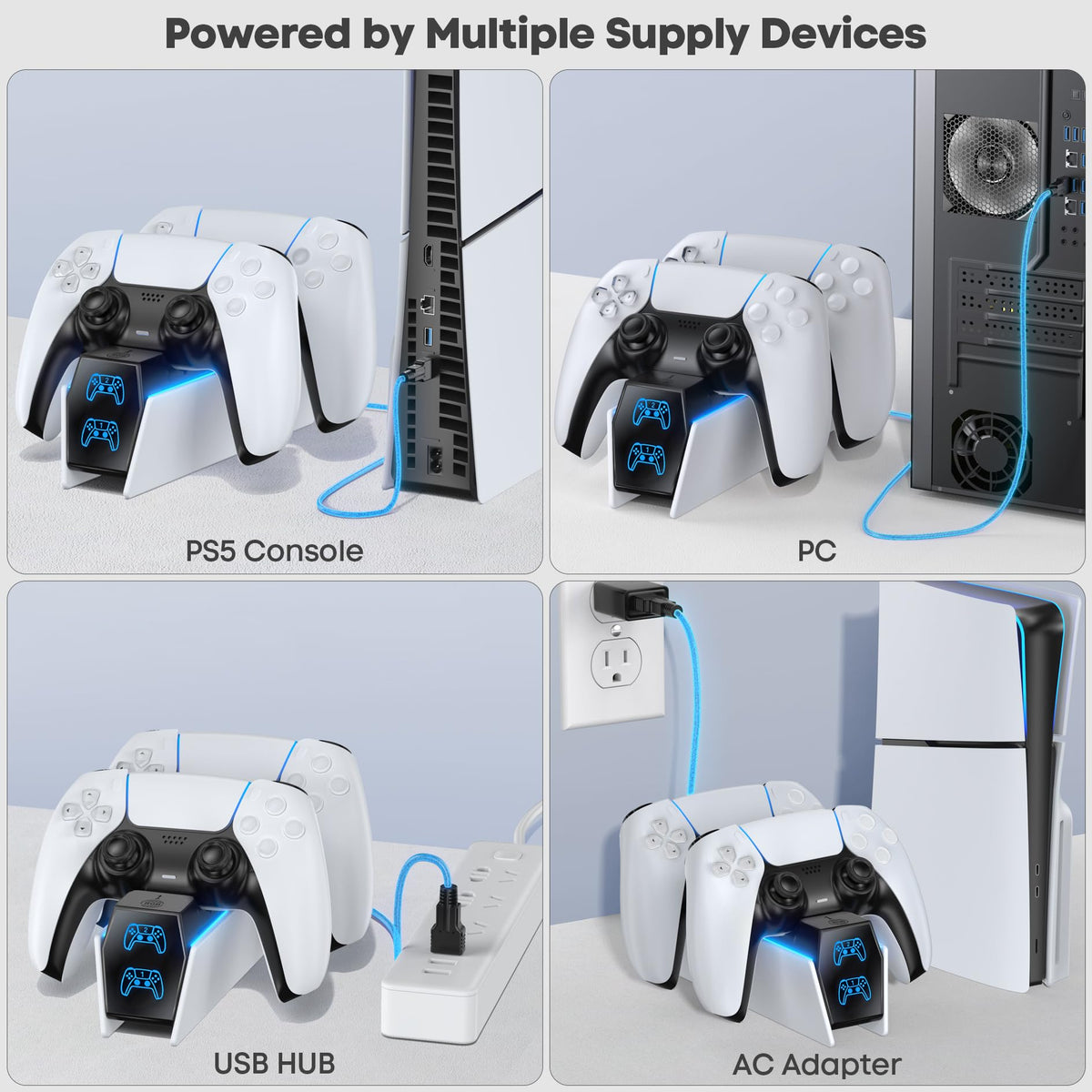 OIVO PS5 Controller Charger PS5 Accessories Kits with Fast Charging AC Adapter, Controller Charging Stand for PlayStation 5, Docking Station Replacement for DualSense Charging Station