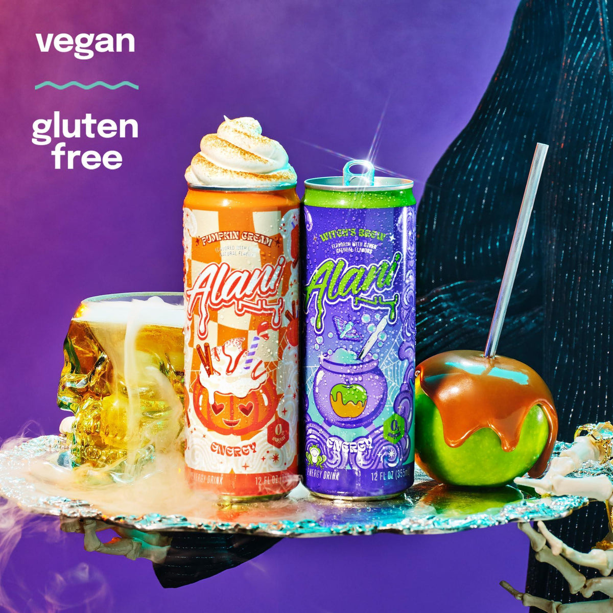 Alani Nu VARIETY PACK - WITCH'S BREW & PUMPKIN CREAM Sugar Free, Low Calorie Energy Drinks, 200mg Caffeine, Antioxidants, Biotin B Vitamins, Zero Sugar, 15 Calories or Less, 12 Fl Oz Cans (12 Pack)