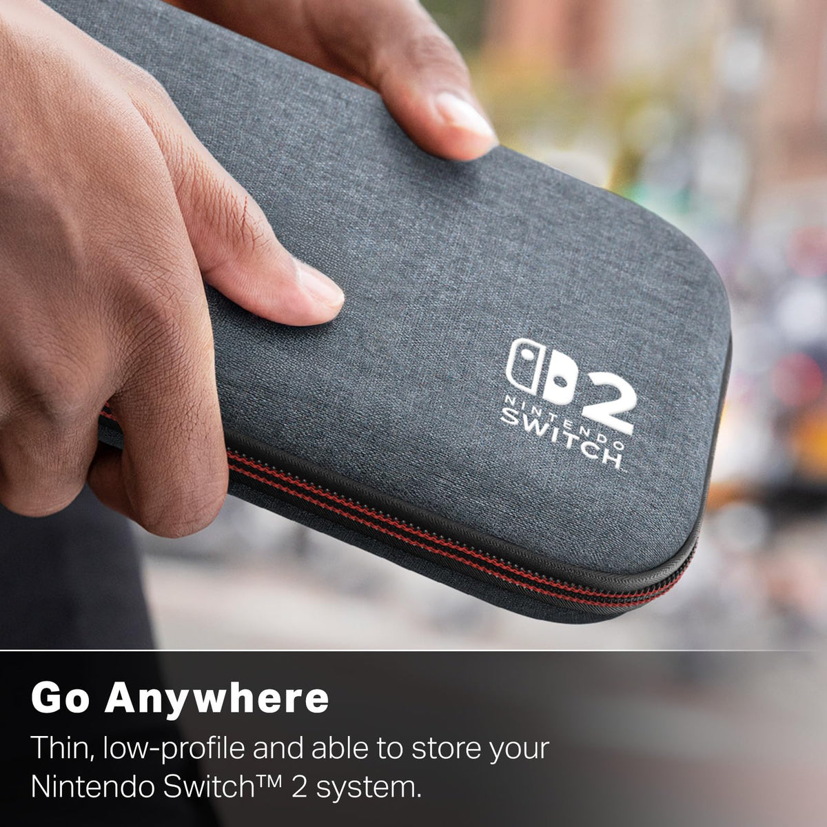 PowerA Slim Case for Nintendo Switch 2 - Dark Heather Grey, Officially Licensed, Protective Case, Holds 10 Game Cards, Padded Screen Protector, Built-in Play Stand