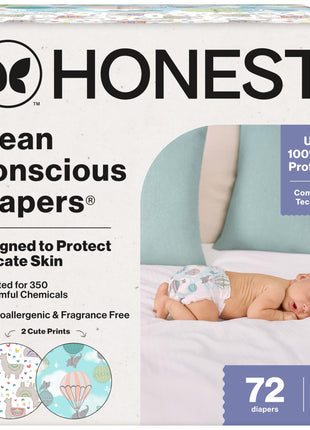The Honest Company Daytime Diapers, All the Alpacas, Size Newborn, 72 Count