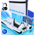 LIFUFUTEE PS5 Stand, PS5/Slim/Pro Cooling Station with 2.36in Cooling Fan, Controller Charger Station for PS5 Accessories, RGB Light, Headset Holder, 3 Charger Ports for PlayStation 5 Slim/Pro Console
