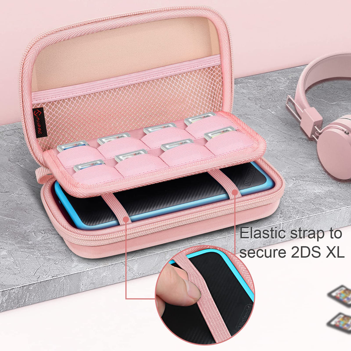Fintie Carrying Case for Nintendo New 2DS XL LL/New 3DS / 2DS / 3DS XL LL, Protective Hard Shell Portable Travel Cover Pouch with Game Card Slots & Inner Pocket, Rose Gold