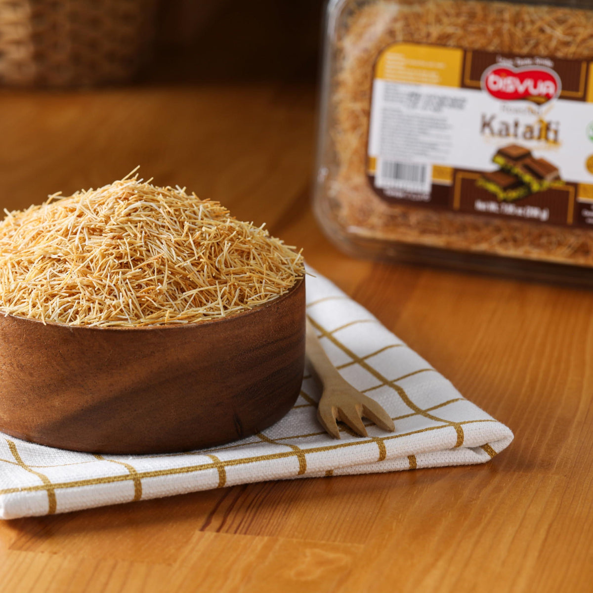 BISVUA Premium Roasted Kataifi 200g (7.1 oz) – Golden Toasted Shredded Fillo Dough for Dubai Chocolate Bars, Pistachio Cream Recipes, Kunafa, Knafeh & Crunchy Dessert Creations