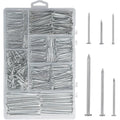 376pcs Premium Hardware Nails Assortment Kit, Maximum Length 2 Inches Galvanized, Picture Hanging, Wood, Wall With Storage Box | 6 Sizes