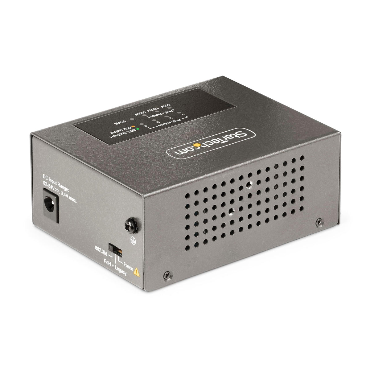 StarTech.com 4-Port Multi-Gigabit PoE++ Injector, 5/2.5/1G Ethernet (NBASE-T), PoE/PoE+/PoE++, Wall/DIN Rail Mountable, TAA