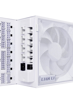 Lian Li EDGE1200W Fully Modular Low-Noise ATX Power Supply - ATX 3.1 & PCIE 5.1 Compliant - Cybenetics Gold Efficiency - 12V-2x6 Cable - L-Shape Design - with USB/Fan Hub - White (EG1200G.WH)