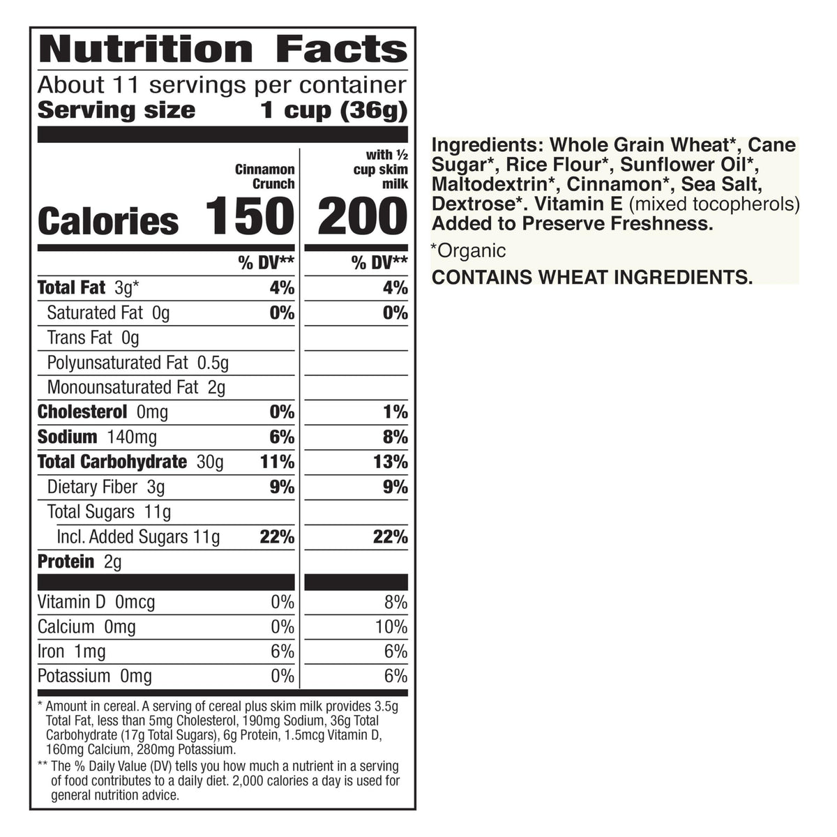 Cascadian Farm Organic Cinnamon Crunch Cereal, Family Size, 14.5 oz