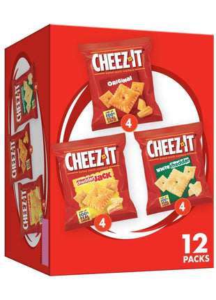Cheez-It Cheese Crackers, Baked Snack Crackers, Lunch Snacks, Variety Pack, 12.1oz Box (12 Packs)